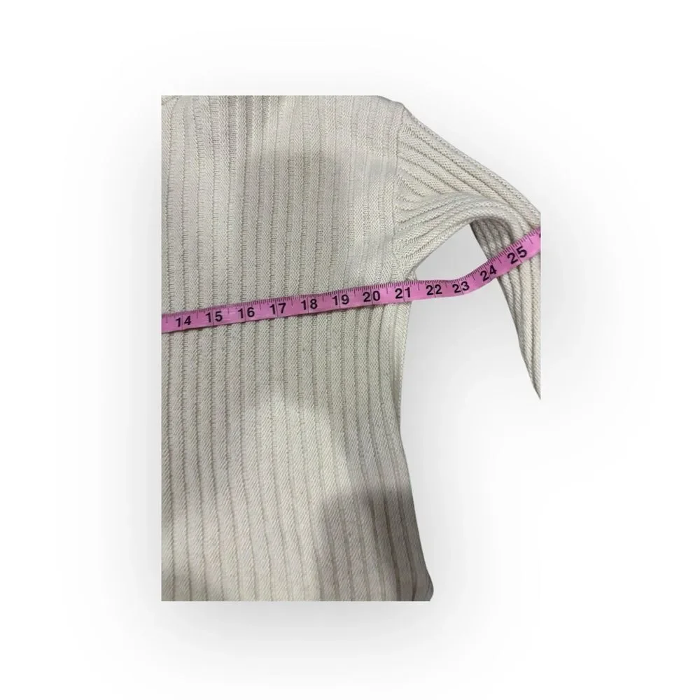 Theory Everly Slit Sweater in Merino Wool & Cashmere Cream Size Large - Picture 6 of 11